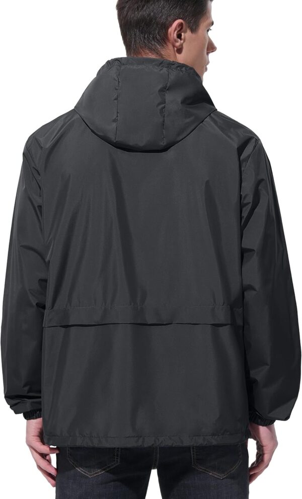 Mens Rain Jacket Raincoat Windbreaker Running Waterproof Lightweight Packable with Hood Travel Hiking Cycling - Image 4