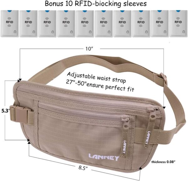 Money Belt for Travel Women and Men Slim Hidden Travel Wallet with RFID Blocking - Image 7