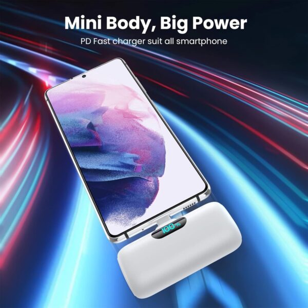 [2 Pack] Samll Portable Charger for iPhone 16/15 Series, 5000mAh 3A PD USB C Power Bank, Mini LCD Display Battery Pack Compatible with iPhone 16/16 Plus/16 Pro/15 Pro Max,Samsung,Android/Moto/LG etc - Image 3