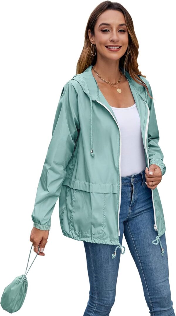 Hount Women's Lightweight Hooded Raincoat Waterproof Packable Active Outdoor Rain Jacket (S-3XL) - Image 4