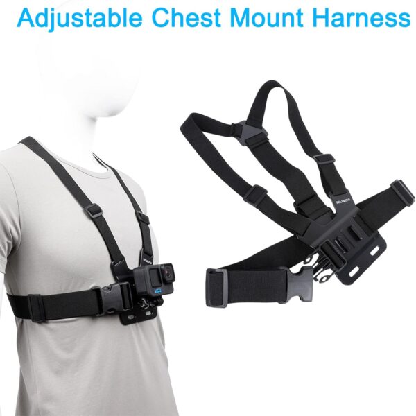 Accessories Set for GoPro Hero 13/12/11/10/9/8/7/6/5/4,New Quick Release Head Strap Mount + Chest Mount Harness + Backpack Clip Holder + 360°Rotating Wrist Strap - Image 5
