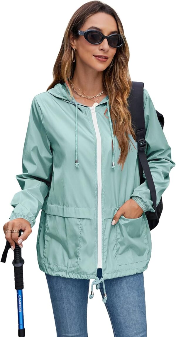 Hount Women's Lightweight Hooded Raincoat Waterproof Packable Active Outdoor Rain Jacket (S-3XL) - Image 5