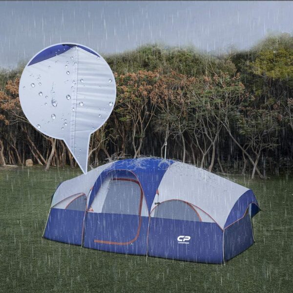 CAMPROS CP Tent 8 Person Camping Tents, Weather Resistant Family Tent, 5 Large Mesh Windows, Double Layer, Divided Curtain for Separated Room, Portable with Carry Bag - Image 4