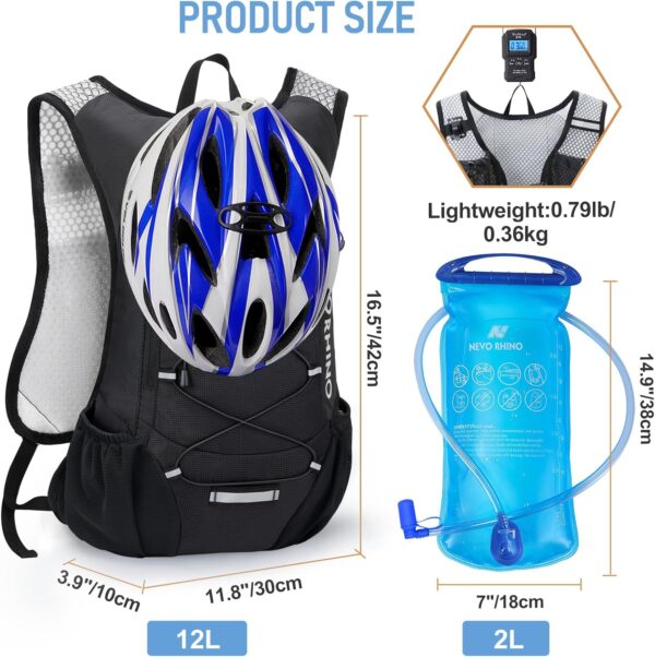 Lightweight Hydration Backpack, Running Backpack with 2L Water Bladder, Hydro Water Daypack for Cycling Hiking Rave for Men Women - Image 6
