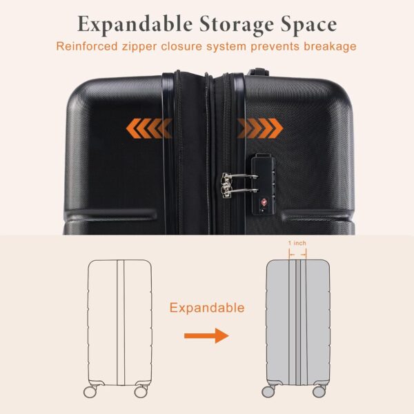 Sweetcrispy Carry on Luggage,Hard Shell Expandable Double Spinner Rolling Wheels Suitcase,TSA Lock, Bronze Black, 20 Inch - Image 8