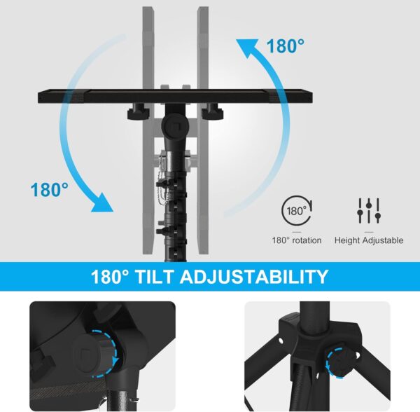 Projector Stand Tripod Adjustable, Laptop Height from 23.5 to 46.5 inches with Gooseneck Phone Holder, Floor for Office, Home, Stage, Studio, DJ Racks Holder Mount, 23.5inch-46.5inch - Image 9