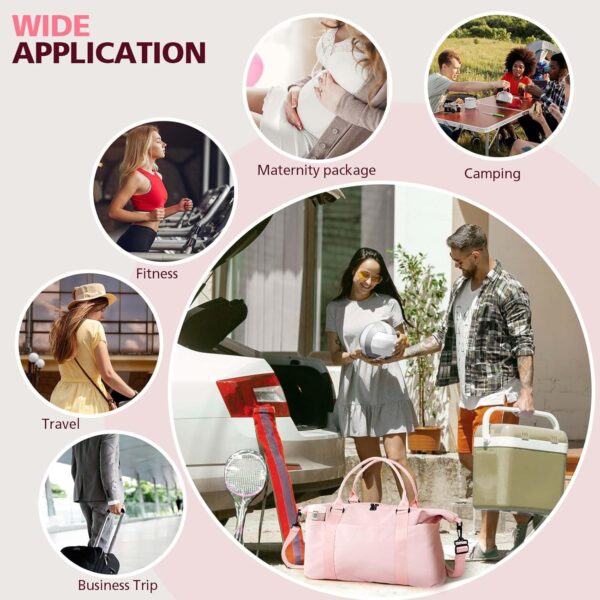 TOPBAG Travel Duffle Bag, Waterproof Weekender Carry On Tote Bags for Women, Sport Gym Bag for Men, Hospital Bag for Labor and Delivery, Overnight Luggage Bag with Trolley Sleeve Coral Pink - Image 8