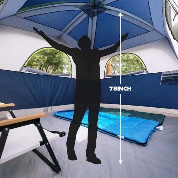 UNP Tents 6 Person Waterproof Windproof Easy Setup,Double Layer Family Camping Tent with 1 Mesh Door & 5 Large Mesh Windows -10'X9'X78in(H) - Image 4
