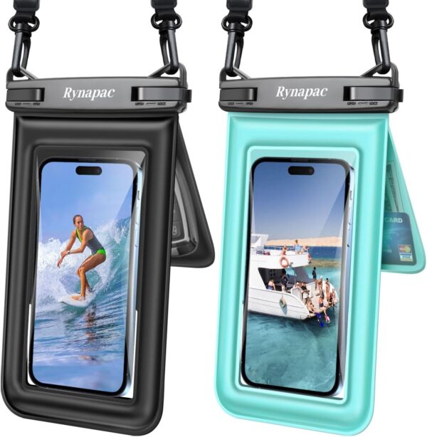 [Up to 8.5''] Floating Waterproof Phone Pouch, Double Bags Waterproof Phone Case with Lanyard for iPhone 16 15 Pro Max, Galaxy S25 S24 Ultra, IPX8 Cellphone Dry Bag Beach Cruise Ship Essentials 2 Pack - Image 2