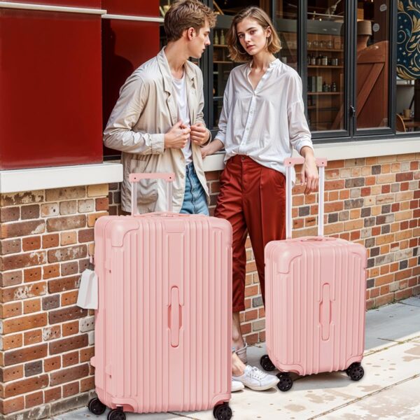 Krute Luggage 28 Inch Suitcase with 4 Universal Wheels TSA Lock PC+ABS Hardside Checked Luggage (Pink) - Image 9
