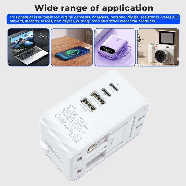 Mini Universal Travel Adapter Global Universal Plug Converter Type-C US, UK, EU, AU, European Travel Plug Adapter, Universal Socket Converter(White) - Image 3
