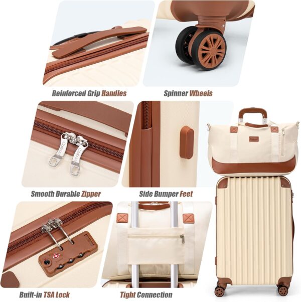 Luggage Sets 5 Piece Suitcases with Wheels, Suitcase Set ABS Hard Case Luggage with TSA Lock Spinner Wheels Durable Travel Luggage - Image 4
