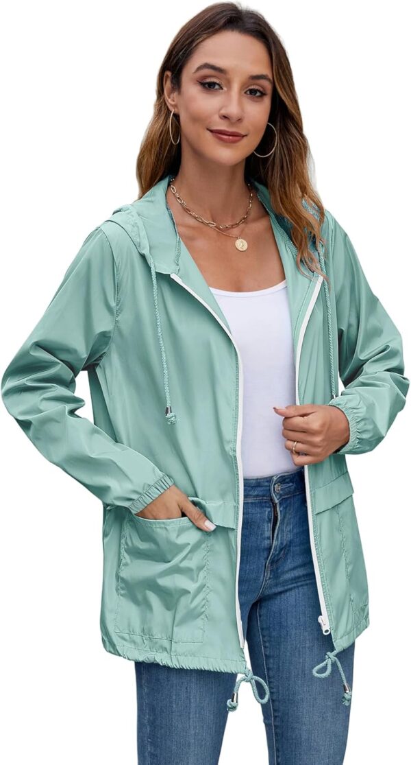 Hount Women's Lightweight Hooded Raincoat Waterproof Packable Active Outdoor Rain Jacket (S-3XL) - Image 3