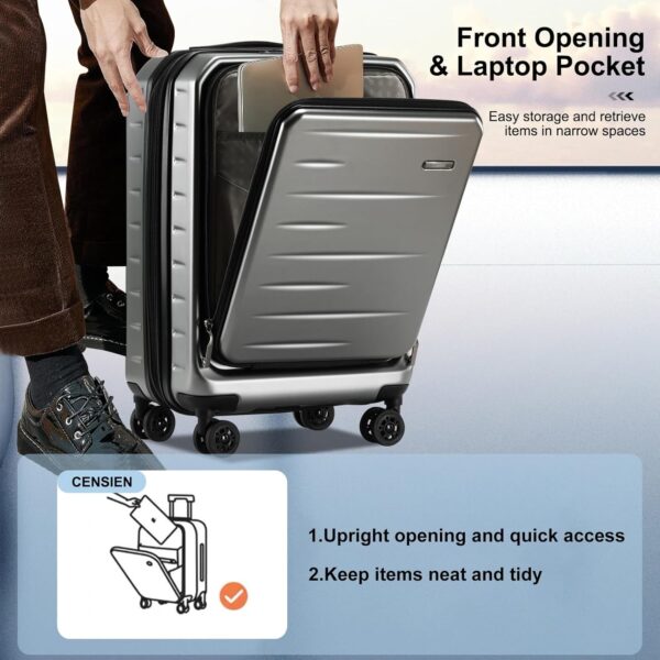 Luggage Sets 2 Pieces, 20 Inch Carry On Luggage and Expandable 28 Inch Checked Luggage with Spinner Wheels, Lightweight ABS+PC Hard Shell Suitcase with Front Opening, TSA Lock (Gray, 20/28) - Image 4