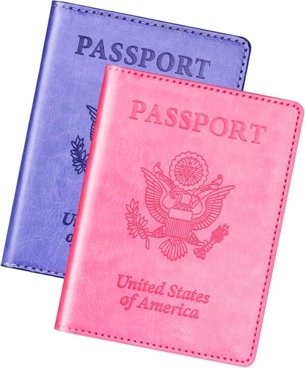 Herain Passport Holder for Travel Cruise Essentials 2 Pcs, Passport Cover Wallet Case Women Men Family, Passports Book Holders Travel Gifts Accessories Vacation Must Haves - Image 2