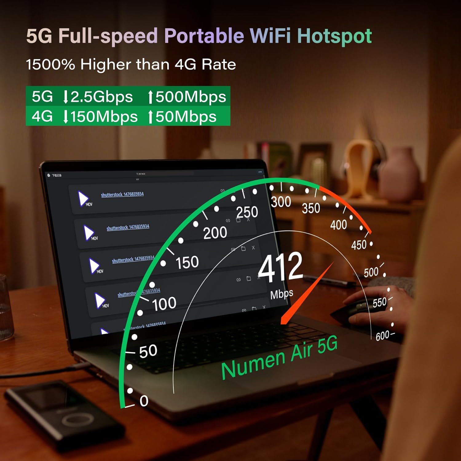 GlocalMe Numen Air 5G Mobile Hotspot, Portable WiFi Hotspot for Travel in 200+ Countries, Ultra High Speed Pocket Hotspot Device with Speed Up to 2.5Gbps, No SIM Card Required, 16 Connected Devices - Image 3