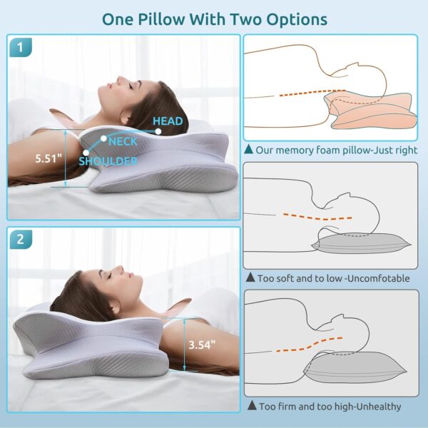 DONAMA Cervical Pillow for Neck and Shoulder,Contour Memory Foam Pillow,Ergonomic Neck Support Pillow for Side Back Stomach Sleepers with Pillowcase - Image 5