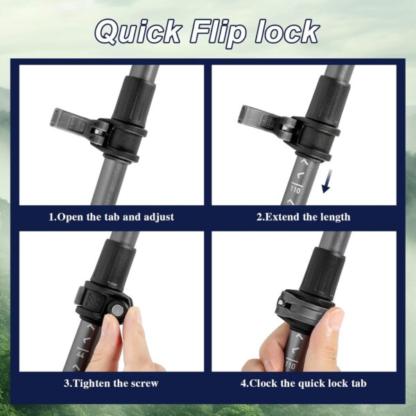 Hiking Poles, Ultra-Light Telescopic Trekking Poles,Portable Walking Sticks with Adjustable Height for Men and Women - Image 8