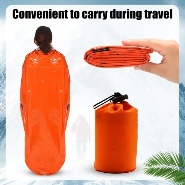 Macarrie 12 Pcs Hiking Gear Set, Include 6 Sleeping Bags for Adults Teens Kids with Compression Sack, 6 Emergency Sleeping Bags for Camping Hiking Homeless Supplies - Image 6