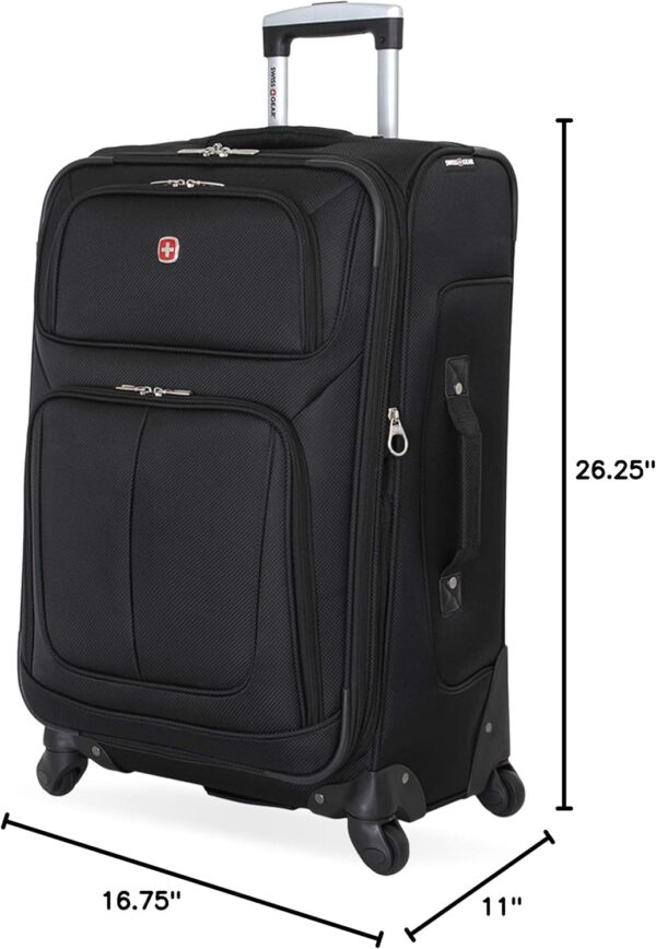 SwissGear Sion Softside Expandable Luggage, Black, Checked-Medium 25-Inch - Image 12