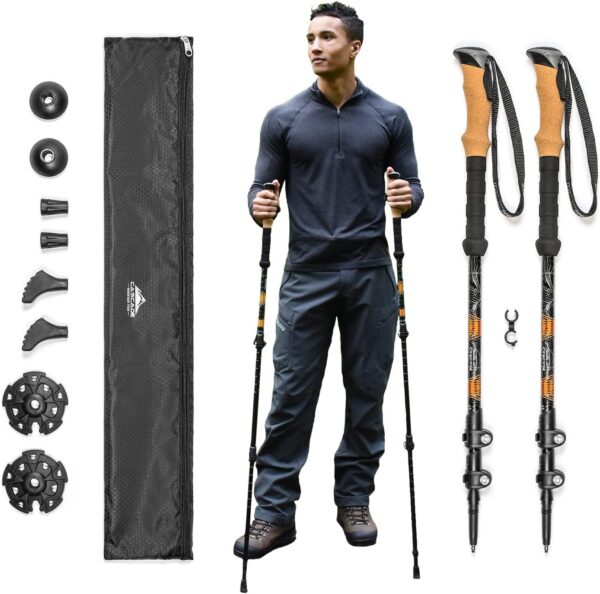 Cascade Mountain Tech Lightweight Aircraft-Grade Aluminum Trekking Poles with Extended Down Grip Plus Tip Kit - Image 2