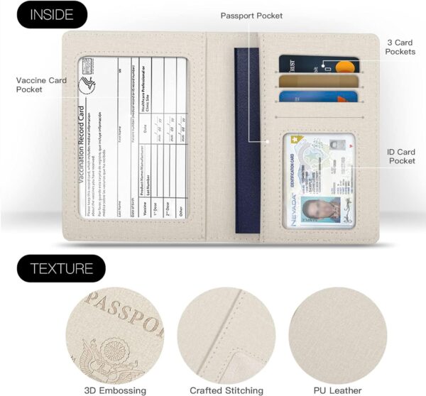 2 Pack Passport Cover With Card Slots RFID Blocking-White&Black - Image 4