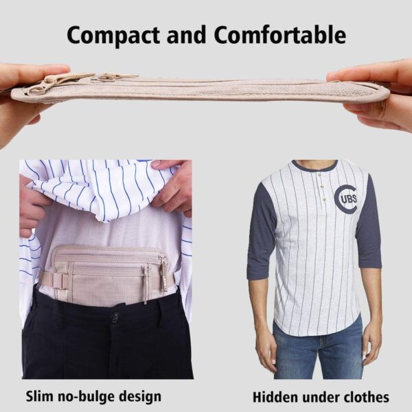 Money Belt for Travel Women and Men Slim Hidden Travel Wallet with RFID Blocking - Image 4