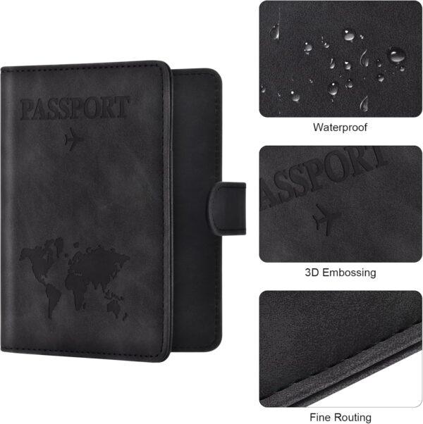 Eoehro Passport Holder for Travel Essentials, Passport Wallet Cover Case for Travel Must Haves Accessories,Passport Book Holders for Women and Men(black) - Image 6