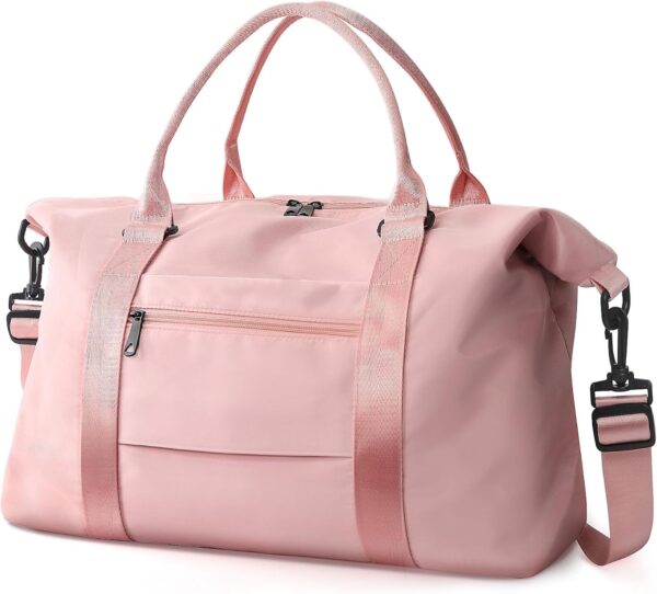 TOPBAG Travel Duffle Bag, Waterproof Weekender Carry On Tote Bags for Women, Sport Gym Bag for Men, Hospital Bag for Labor and Delivery, Overnight Luggage Bag with Trolley Sleeve Coral Pink - Image 2