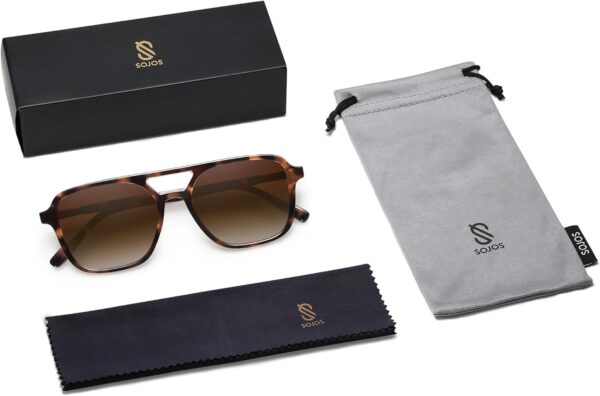 SOJOS Retro Aviator Sunglasses for Women Men,Trendy Rectangle Womens Mens Shades Sun Glasses SJ2202 - Image 8