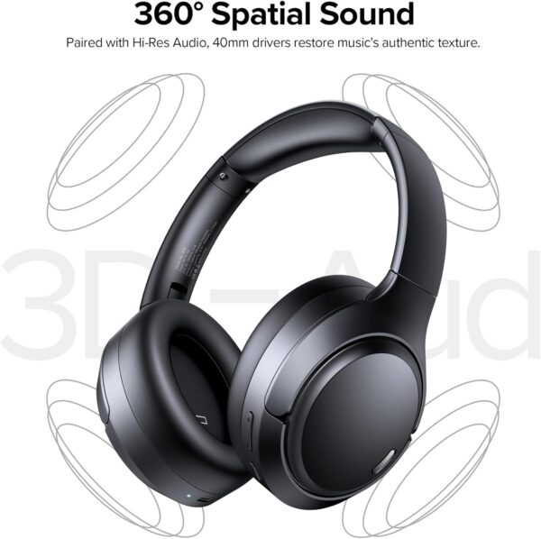 TAGRY Hybrid Active Noise Cancelling Headphones 120Hrs Playtime ENC Clear Call Bluetooth Headphone Over Ear Wireless Headphones Hi-Res Audio ANC Headset with Low Latency Mode for Game Travel Home PC - Image 5