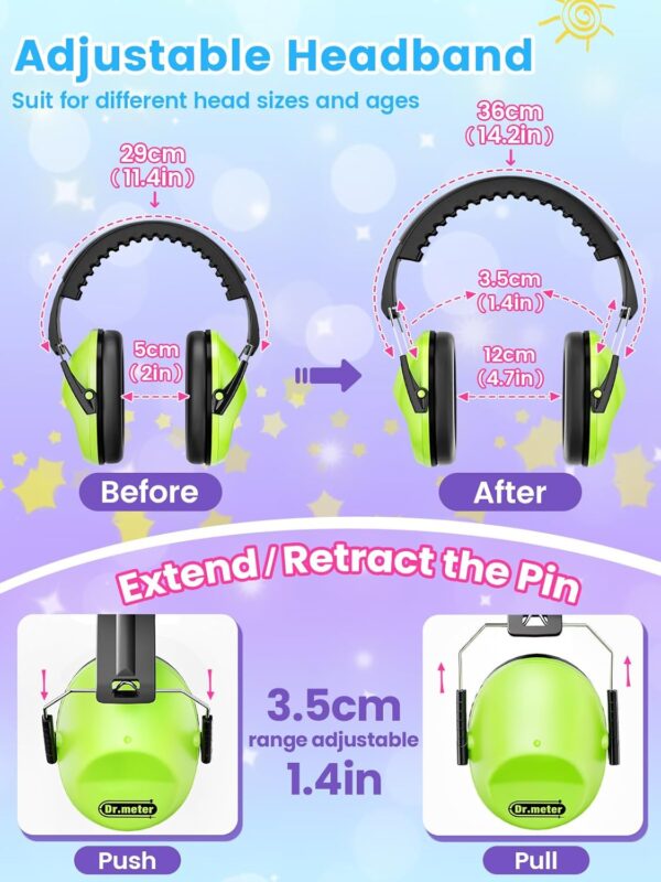 Dr.meter Ear Muffs for Noise Reduction: 27.4SNR Noise Cancelling Headphones for Kids Adults, EM100 Adjustable Hearing Protection Earmuffs for Monster Jam, Autism Sensory, Concerts, Fireworks - Image 5
