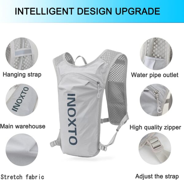 INOXTO Running Hydration Vest Backpack,Lightweight Insulated Pack with 1.5L Water Bladder Bag Daypack for Hiking Trail Running Cycling Race Marathon for Women Men - Image 3