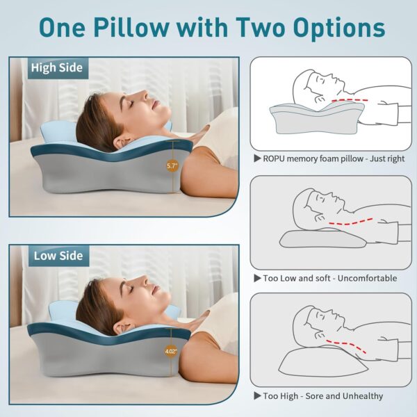 Cervical Pillow for Neck Pain Relief - Ergonomic Neck Pillow for Sleeping Contour Memory Foam Pillows with Cooling Pillowcase, Orthopedic Bed Pillow for Side Back Stomach Sleepers - Image 7