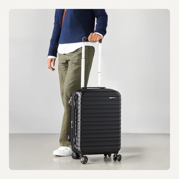 Amazon Basics 21" Hardside Carry-On Luggage, Hardshell Suitcase With Wheels, Expandable For Up to 25% More Space, With Scratch-Resistant Surface, Four Multi-directional Wheels, Black - Image 4