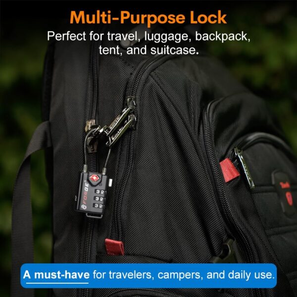 TSA Approved Cable Luggage Locks, Re-settable Combination with Alloy Body, Black 2 Locks. - Image 8