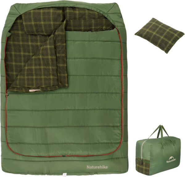 Naturehike 0 Degree and 40 Degree Flannel Two Person Sleeping Bag with Pillows for Adults, Couples & Family, Doublewide Double Sleeping Bag 2 Person for All Seasons Camping Hiking Backpacking - Image 10