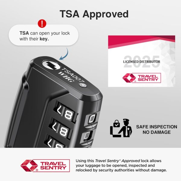 Puroma 2 Pack TSA Approved Luggage Locks, 4 Digit Combination Travel Locks Resettable Code Lock with Zinc Alloy Body for Suitcase, Toolbox, Backpack, Bag, Gym Locker (Black) - Image 3