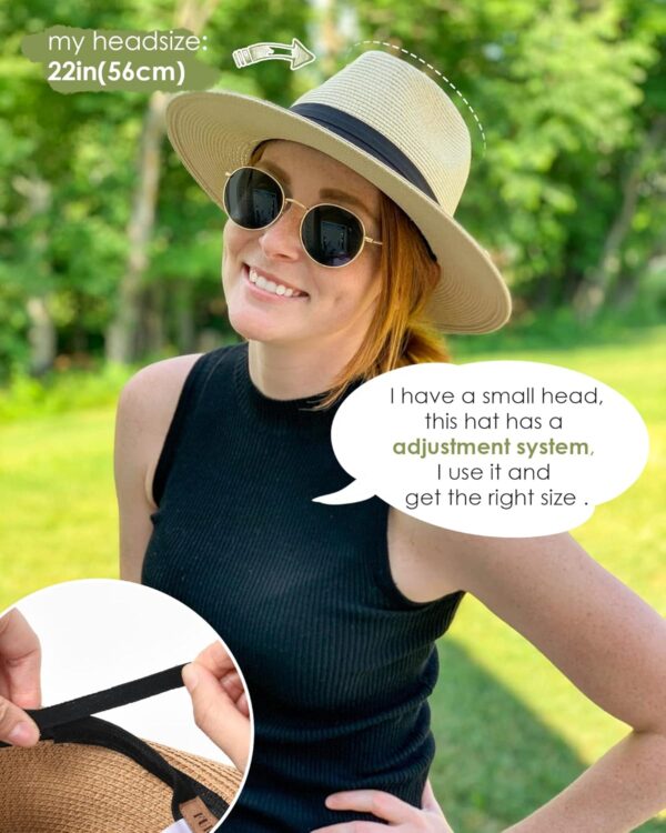 FURTALK Womens Mens Wide Brim Straw Panama Hat Fedora Summer Beach Sun Hats UPF Straw Hat for Women - Image 7