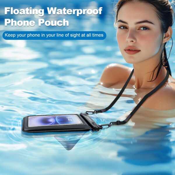 [Up to 8.5''] Floating Waterproof Phone Pouch, Double Bags Waterproof Phone Case with Lanyard for iPhone 16 15 Pro Max, Galaxy S25 S24 Ultra, IPX8 Cellphone Dry Bag Beach Cruise Ship Essentials 2 Pack - Image 4