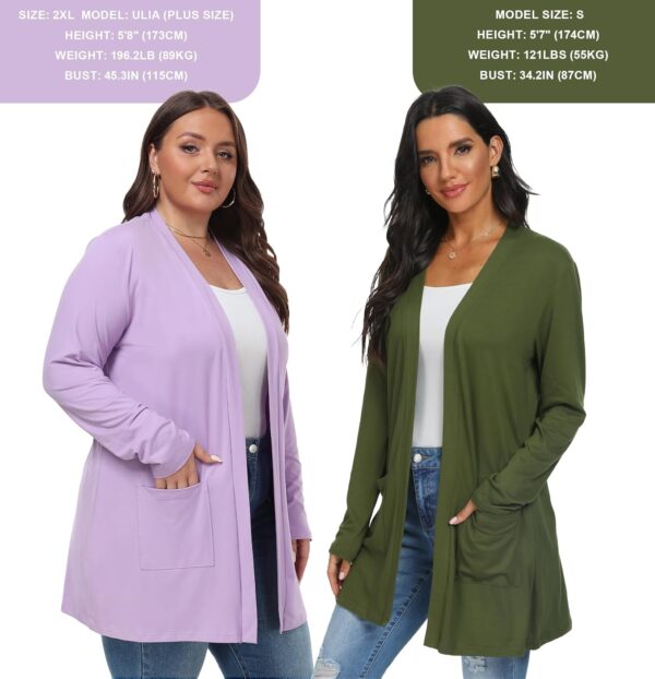 Womens Casual Lightweight with Pocketes Long Sleeve Open Front Cardigan - Image 3