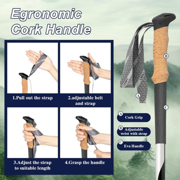 Hiking Poles, Ultra-Light Telescopic Trekking Poles,Portable Walking Sticks with Adjustable Height for Men and Women - Image 7
