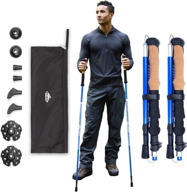 Cascade Mountain Tech Lightweight Aircraft-Grade Aluminum Trekking Poles with Extended Down Grip Plus Tip Kit - Image 2