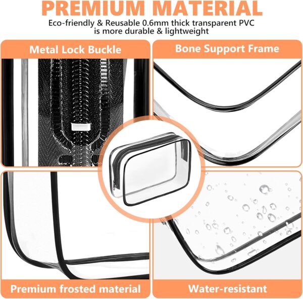 AURUZA 4 Pack Clear Toiletry Bag, Portable Travel Makeup Pouch with Zipper, TSA Approved Organizer, PVC Cosmetic for Airport Airline Compliant - Image 5
