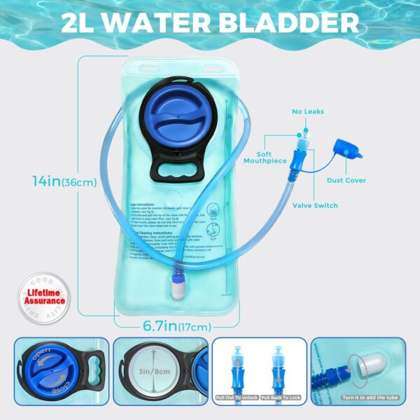 USA Original Patent Running Hydration Vest Backpack, Lightweight Chest Pack with 2.0L Water Bladder Bag Daypack for Hiking Running Cycling Race Marathon for Women Men - Image 6