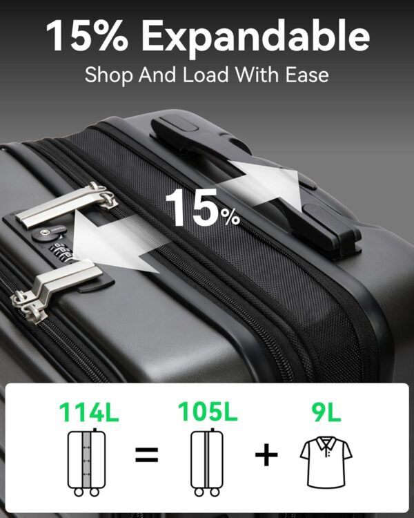 LUGGEX 28 Inch Luggage with Spinner Wheels, Expandable PC Hard Shell Checked Suitcase with Front Opening, Lightweight (Charcoal Metallic, 28 Inch) - Image 4