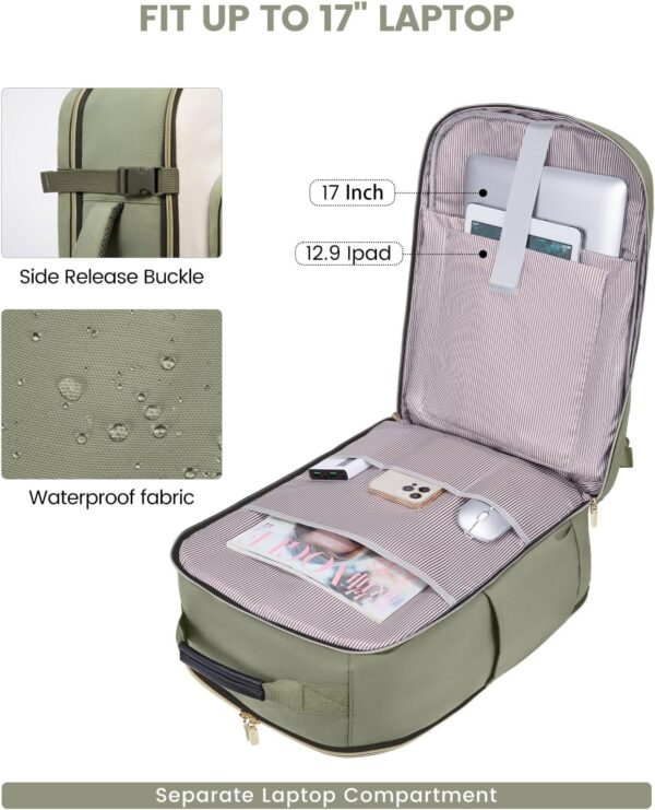 LOVEVOOK 40L Travel Backpack for Women & Men, Airline Approved Carry On Luggage with 3 Packing Cubes, TSA Overnight Bags, Waterproof Personal Item Bag, Weekender Essentials Backpacks fits 17" Laptop - Image 9