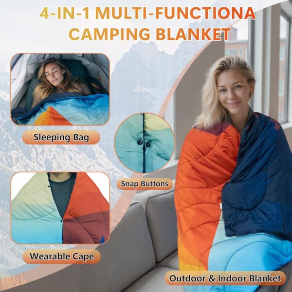 Camping Blanket, Packable Down Alternative Puffy Outdoor Blankets Lightweight Water-Resistant Compact Outdoor Blanket for Airplane Travel Picnic Stadium Hiking Party Cold Weather 55"x78.8" - Image 5