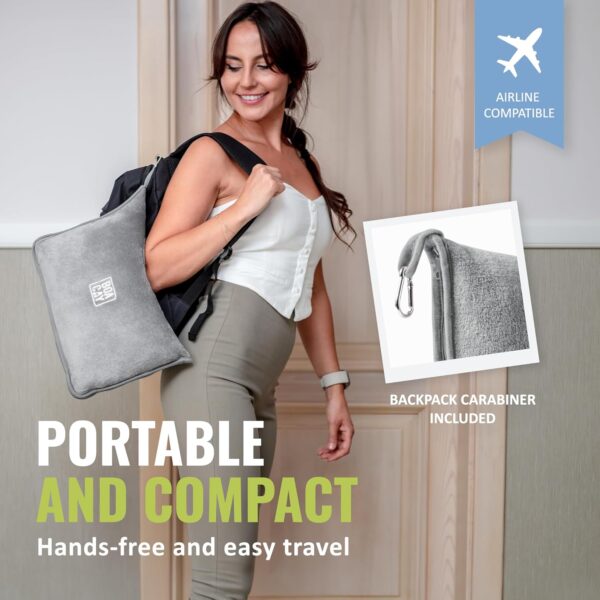 BOACAY Soft & Warm Travel Blanket for Airplane & Car - Long Flight Essential for Women, Men, Kids - Compact Pillow with Luggage Sleeve & Backpack Clip - Image 4