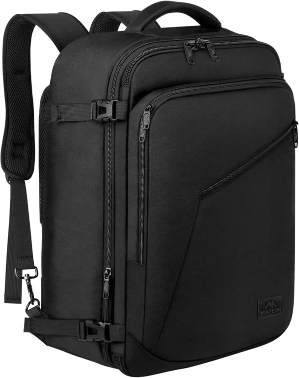 MATEIN Carry on Backpack, Extra Large Travel Backpack Expandable Airplane Approved Weekender Bag for Men and Women, Water Resistant Lightweight Daypack for Flight 40L, Black - Image 2